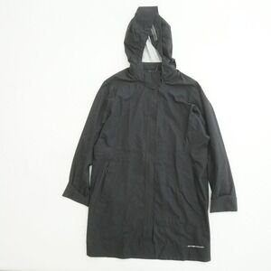 ExOfficio Womens Logic Trench Coat Rain Jacket Hooded Black Size Large Nylon